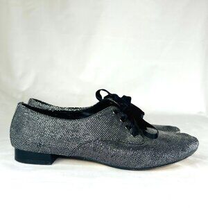 Dune Silver Metallic Lace-Up Flat Pumps - Size 7